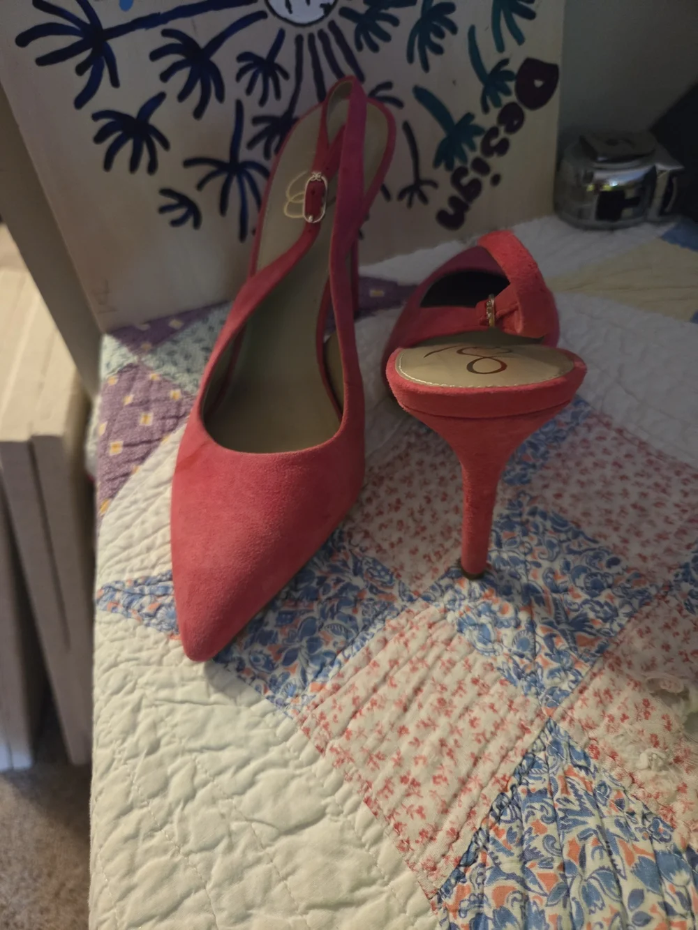 Sam Eldeman 8.5 woman's pink hazel sling heals gently used
